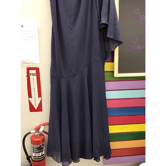 R&M collection blue one shoulder ball gown with flower and overlay size 8 new - Picture 2 of 5